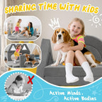 16PCS Modular Kids Play Couch Versatile Toddler Sofa Bed with Washable Covers Convertible Foam Sofa for Playroom Bedroom Creative Fort Building Set for Boys & Girls (Grey)