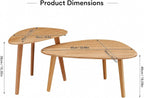 Nesting Coffee Table Set of 2-Mid Century Modern Wooden Coffee Table,Guitar Pick Stacking Tables with Solid Wood Legs,Small Coffee Tables for Small Spaces,Living Room,Balcony (Natural)