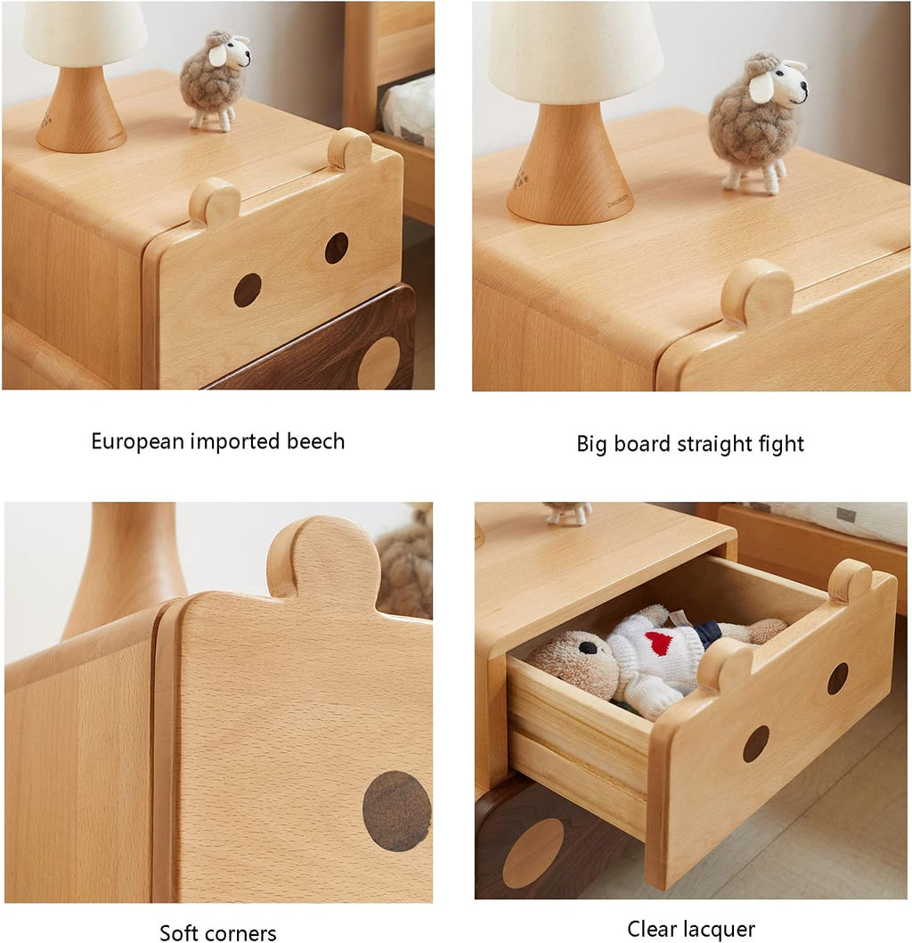 Children'sSolidWoodBedsideTable,SimpleAndModernNightstandForBedroom,CreativityBoyGirlBedsideCabinet2Drawer,BedroomLivingRoomStorageUnit40X35X48.7CM Needed