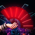 Folding Hand Fan - LED Large Light Up Festival Fãn Battery Included | Řave Faņ with Liģht Portable Følding - Performance Show Party Fån for Stage Carnival Club Belly Dance, Night Event Prop