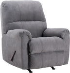 CANMOV Rocker Recliner Chair, Soft Fabric Manual Recliner Chair with Overstuffed Back and Arms, Single Sofa Nursery Rocking Chairs for Living Room, Grey