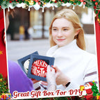 Dunzoom 25 Pcs Sublimation Ornament Blanks Gift Box 3.6"x3.6"x0.7" Christmas Ornaments Holder Ceramic Discs Packaging Box with Window for Personalized Xmas Tree Blanks Bulk (Dark Blue)