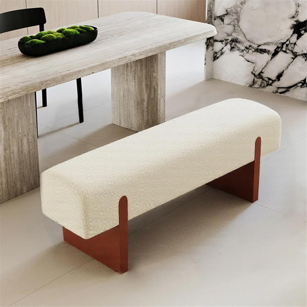 Modern Wooden Bed end Bench Dining Table Upholstered Shoe Changing Dressing Room Rest Area Entryway(XS)