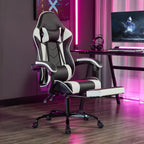 Gaming Chair, Computer Chair with Footrest and Lumbar Support,High Back Ergonomic Office Chair, Height Adjustable Game Chair with 360°-Swivel Seat and Headrest, for Office or Gaming (White)
