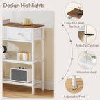 HOOBRO 29.5" Narrow Console Table with 2 Fabric Drawers, Sofa Table, Small Entryway Table with 3-Tier Storage Shelves, Behind Couch Table, for Living Room, Hallway, Walnut and White WH72XG01