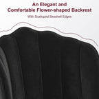 VECELO Velvet Dining Chairs Set of 4, Modern Upholstered Kitchen Chairs with Thick Cushions, Curved Padded Backrest and Metal Legs, for Kitchen, Dining Room, Living Room, Black