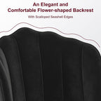 VECELO Velvet Dining Chairs Set of 4, Modern Upholstered Kitchen Chairs with Thick Cushions, Curved Padded Backrest and Metal Legs, for Kitchen, Dining Room, Living Room, Black