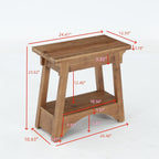 End Table for Living Room, Solid Wood Side Table with Storage, Farmhouse Narrow Nightstand for Bedroom, Small Spaces, Rustic Brown