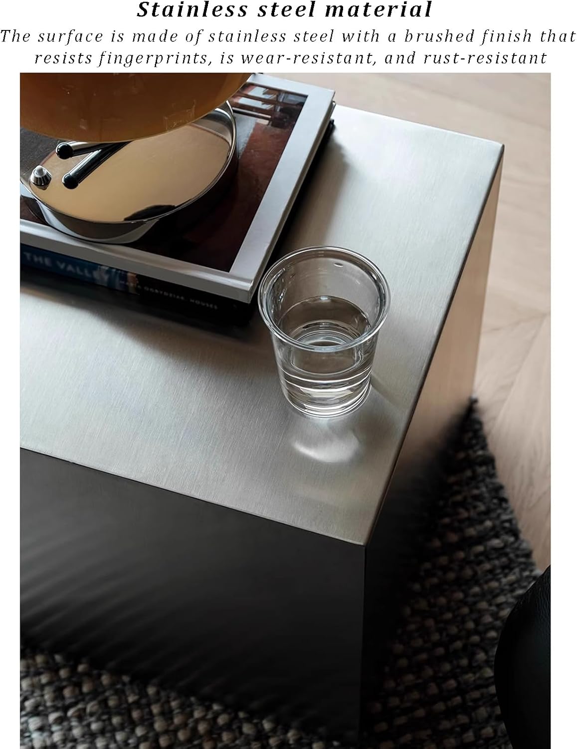 Metal Square Sofa Side Table, Cube End Table Small Coffee Table Industrial Bedside Table Multi-Functional Corner Table for Living Room, Bedroom, Office