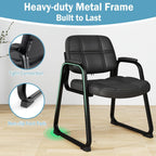 Tangkula Waiting Room Guest Chair Set of 6, Upholstered Conference Chair with Armrest & Ergonomic Backrest, Metal Frame Reception Meeting Room Chair, Home Office Office Lobby Executive Chair