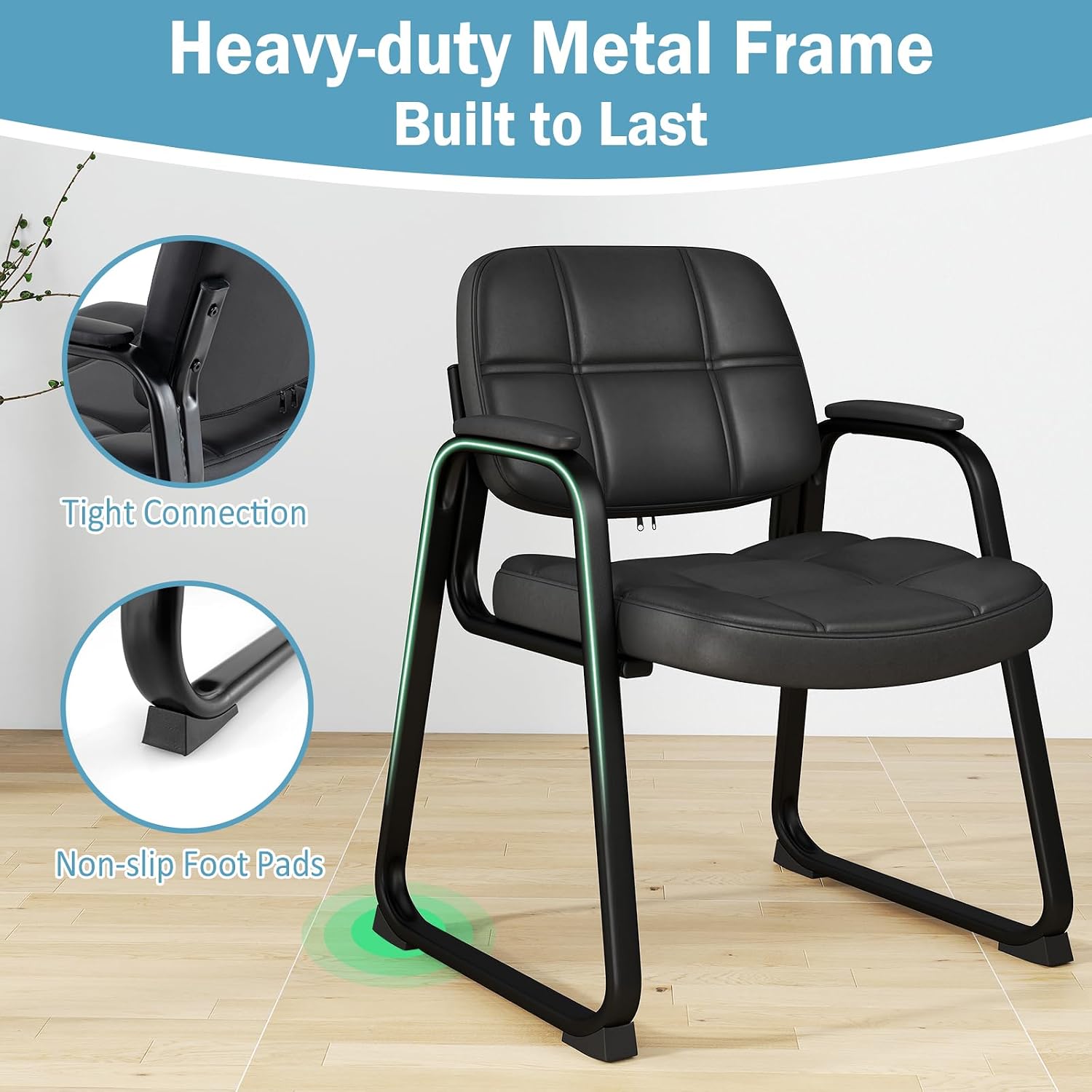 Tangkula Waiting Room Guest Chair Set of 6, Upholstered Conference Chair with Armrest & Ergonomic Backrest, Metal Frame Reception Meeting Room Chair, Home Office Office Lobby Executive Chair