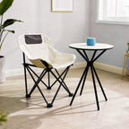 Oval Side Table, 10mm HPL Tabletop End Table, 110 lbs Detachable Small Side Table for Small Spaces with X-Shaped Iron Legs, Waterproof Scratch-Resistant Table for Living Room Bedroom Camping Picnic