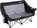 OUTSIDER Double Camping Chair, OversizedCamping Loveseat with Cup Holder, Heavy Duty PortableCamping Couch, Outdoor Double Folding Chair for Patio,Lawn and Garden, Black