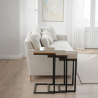 Carolina Chair & Table Rectangular 3-Piece Nesting Table Set - Chestnut Wooden Top Alloy Steel Frame Space-Saving Furniture, Modern Accent Tables for Living Room and Bedroom