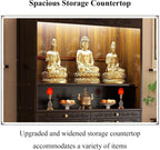 Buddhist Altar Cabinet, Wooden Meditation Table with Storage, Large Personal Shrine Table for Mindfulness and Practice