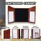 GSE Pro Dartboard Cabinet with Scoreboard, Walnut Solid Wood, Official Size | Dartboard & Darts Not Included, Furniture-grade Paint Finish, for Game Rooms/Man Caves/Bar, 3.5"D x 22"W x 25"H