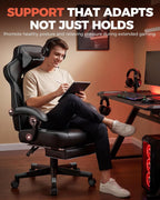 GTPLAYER Gaming Chair with Footrest, Big and Tall Computer Game Chair 350lb Racing Style, Ergonomic High Back Lumbar Support and Recliner, Moon Gray