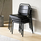 Metal Dining Room Chairs, Heavy Duty Stackable Chairs, Support Up to 380 lb, No Assemble, Kitchen Chairs Set of 4, Space Saving Seating for Home, Living Room, Waiting Room, Outdoor