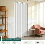 24×80in PVC Internal Accordion Folding Door, Multifold Sliding Door for Closet, White in Color, with Installation Hardware; Handle; Latch.