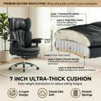 Big and Tall Office Chair, 400lbs Heavy Duty Wide Seat Executive Chair with Footrest, High Back Leather Computer Desk Chair for Home Office (Black)