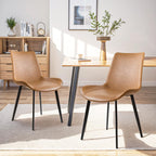Dining Chairs, Modern PU Leather Dining Room Chair with Sturdy Metal Legs, Upholstered Seat Dinner Chairs Accent Side Chairs for Indoor Kitchen Living Room (Brown, Set of 4)