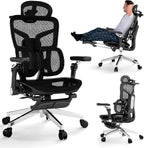 MOJAY Ergonomic Office Chair with Footrest, Big and Tall Desk Chair with Lumbar Support, High Back Home Desk Chair for Long Desk Work, Swivel Rolling Computer Seating with 6D Armrest for Home Office