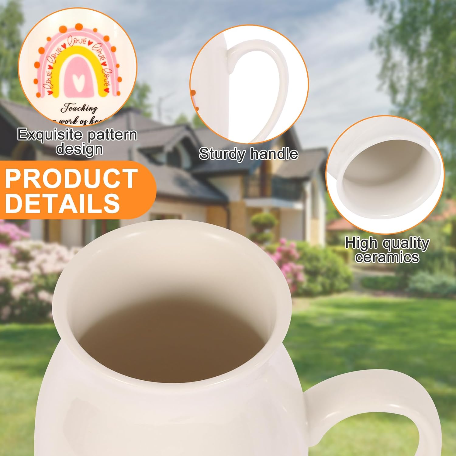 6 Pieces Teacher Appreciation Gifts Teacher Ceramic Vase with Small Handle Rainbow Flower Vases Thank You Teacher Gifts for Women (Teacher)
