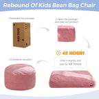 MAXYOYO Bean Bag Chair Bed for Kids, Convertible Bean Bag Folds from Lazy Chair to Floor Bed, Machine Washable Corded Fabric, Stuffed Floor Sofa Couch for Boys and Girls, Pink