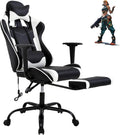 PC Gaming Chair Ergonomic Racing Office Chair Video Game Chair, Massage Function Lumbar Support with Arms Footrest & Headrest Nice Chic Desk Chair, Adjustable Home Office Chair - White