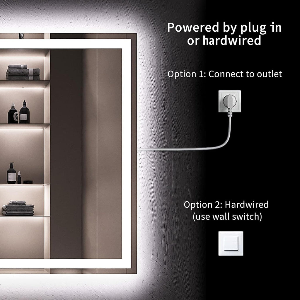 LOAAO 24X32 LED Bathroom Mirror with Lights, Anti-Fog, Dimmable, Backlit + Front Lit, Lighted Bathroom Vanity Mirror for Wall, Memory Function, Tempered Glass, Shatter-Proof, ETL Listed