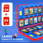 CYKOARMOR Game Card Case Holder for Nitendo Switch/Switch 2(2025) - Hard Shell Cartridge Case with 24 Game Slots & 24 Micro SD Card Slots, Portable Protective Organizer Traveler, Red Blue