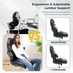 Ergonomic Executive Office Chair with Flip up Arms, Wide Seat Big and Tall Office Desk Chairs with Back Lumbar Support for Back Pain, Black Leather