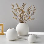 Ceramic Vase Set of 3 for Modern Home Decor, Boho Vase White Round Vase Minimalist Decorative Vase for Table Centerpiece Wedding Dining Living Room Office Entryway Coffee Table Decor