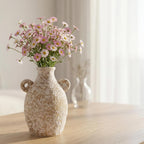 Modern Rustic Farmhouse Ceramic Vase Set of 3, Handmade Speckled Pottery Vases for Table Decor, Small Decorative Vase Centerpiece for Living Room, Mantel & Shelf Styling