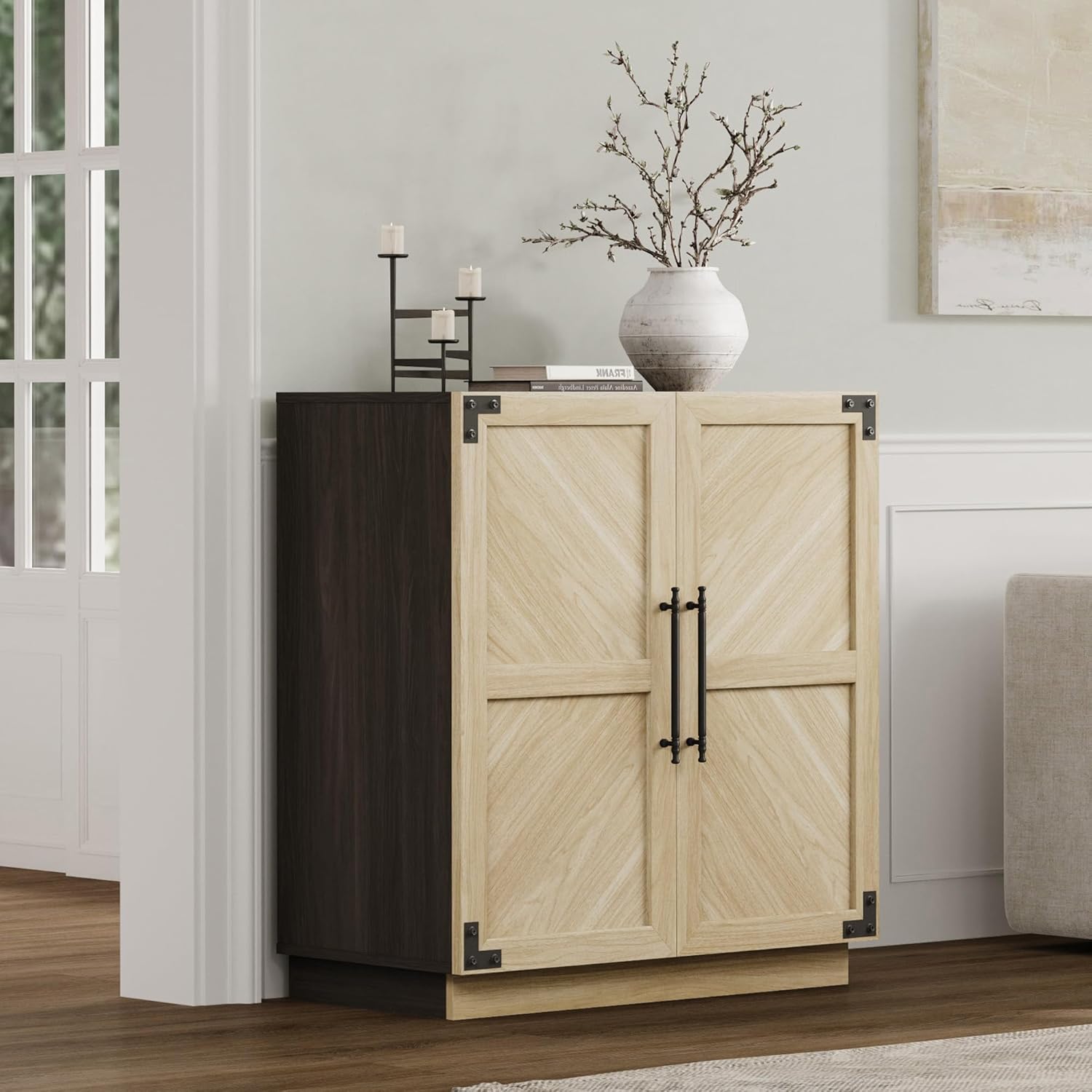 SICOTAS Sideboard Buffet Cabinet with Storage - Modern Farmhouse Credenza with Doors and Adjustable Shelves Fluted Kitchen Buffet Storage Cabinet Coffee Bar Cabinet for Kitchen, Dining Room, Entryway