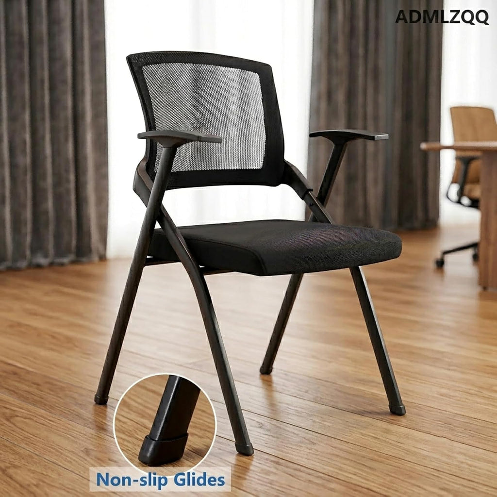 ADMLZQQ [12 Pack ] Folding Office Chair with Mesh Back, Heavy Duty Conference Room Chairs with Armres, Comfy Foldable Chair with Padded Cushion for Guest & Reception,Meeting,Classroom Training Chairs