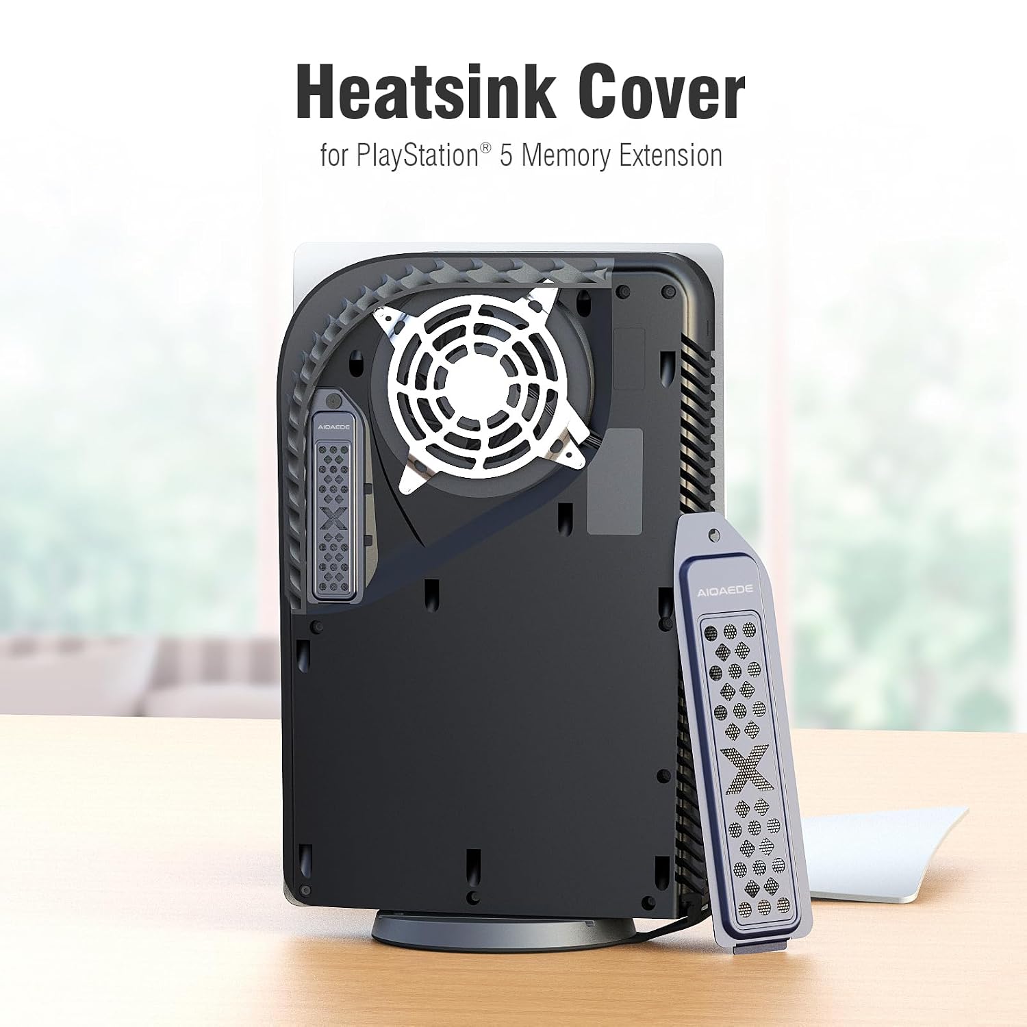 Metal Cooling Dust Cover for PS5 M.2 SSD Expansion Slot Radiator with New Vent (Gray)