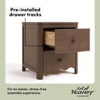 Storkcraft Casablanca 2 Drawer Nightstand, Hazelnut | GREENGUARD Gold Certified, Storage for Kids Bedroom, Premium Wood Nightstand with Iconic Wave Detailing and Rounded Posts