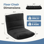 DUMOS Folding Floor Chair with Back Support, Adjustable 14-Position Floor Seating with Comfy Teddy Velvet for Adults & Kids, Reading, Gaming, Meditation, Watching, Black