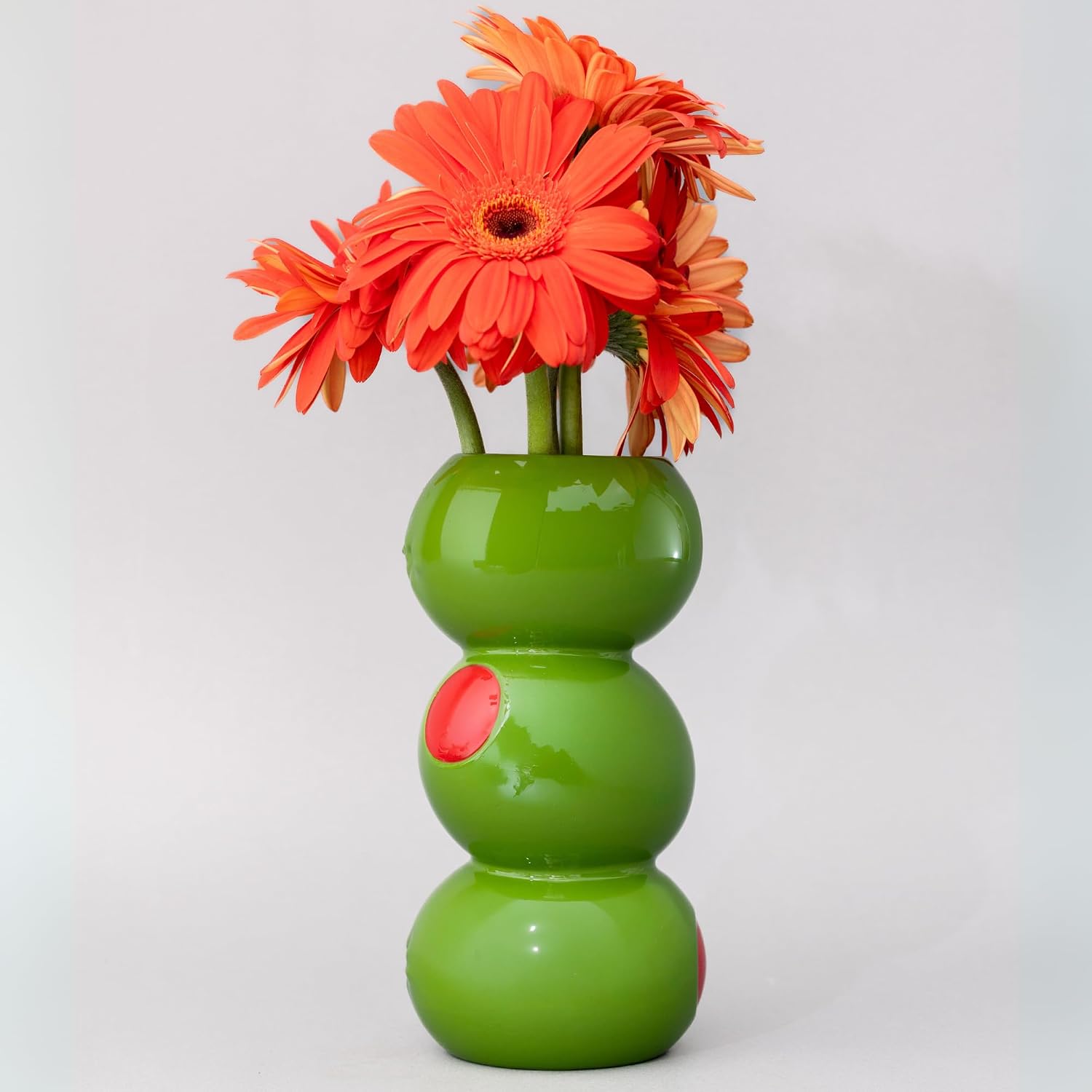 ban.do Novelty Ceramic Vase - Stacked Olive Decorative Vase - Nostalgic Unique Vintage Decor for Home, Kitchen or Bar Cart