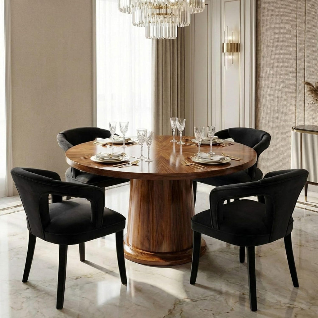 Hyfirm Black Velvet Dining Chairs Set of 2, Modern Upholstered Accent Chairs with Curved Back & Arms, Comfy Large Fully Upholstered Side Chair for Living Room