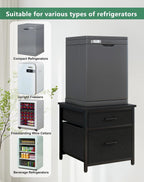 YMYNY Mini Fridge Stand with Storage, Mini Fridge Cabinet with Fabric drawers, 250lbs Heavy-Duty Compact Refrigerator Table, Coffee Bar Shelf, for Home, Office, Bedroom, Black HBR008B