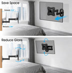 Full Motion TV Wall Mount for Most 12-29 Inch Flat Curved TV&Computer up to 22lbs,Sturdy TV Wall Bracket with Tilt Swivel Extension, Max VESA 100x100mm 17 19 21 23 27 Articulating Monitor Mount