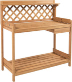 Garden Potting Bench with Lower Shelf Upper Shelf Spacious Tabletop and A Cabinet for Storing Gardening Equipment and Tools Comfortable Workstation Table Perfect for DIY Painting and Personalization