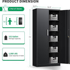 Metal Storage Cabinet with Locking Doors, 71" Tall Steel Locker Organizer with Adjustable Shelves, Garage Utility Cabinet for Home, Office, Shop, and School