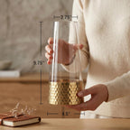 MyGift Glass and Gold Bottom Flower Vases, 10 inch Clear Glass Vases for Table Centerpieces Home Decor