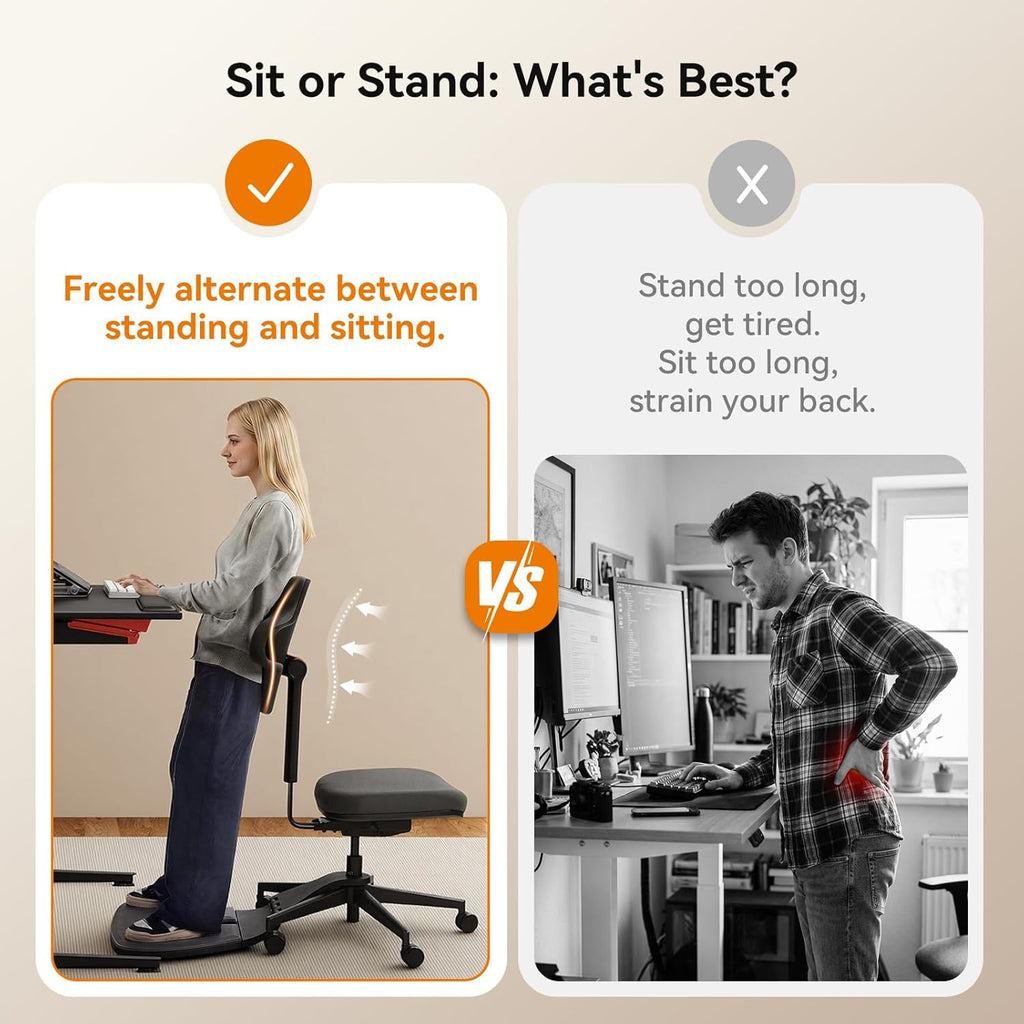 Newtral Standing Desk Chair, Standing Mate Chair for Sit-Stand, Ergonomic Leaning Perch Chair with Anti-Fatigue Mat, Standing Stool, Saddle Chair, Height Adjustable Home Office Posture Seat-MT-M-DG