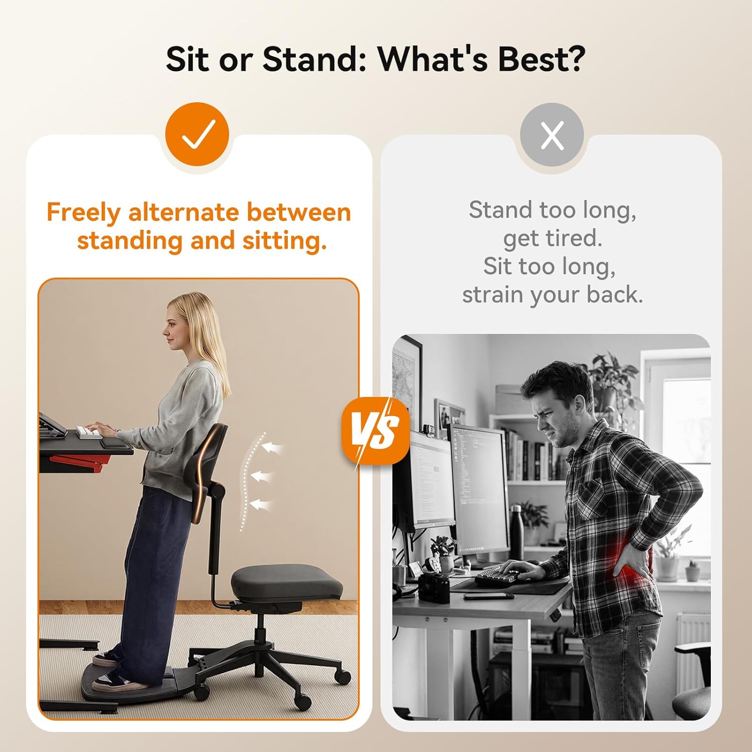 Newtral Standing Desk Chair, Standing Mate Chair for Sit-Stand, Ergonomic Leaning Perch Chair with Anti-Fatigue Mat, Standing Stool, Saddle Chair, Height Adjustable Home Office Posture Seat-MT-M-DG