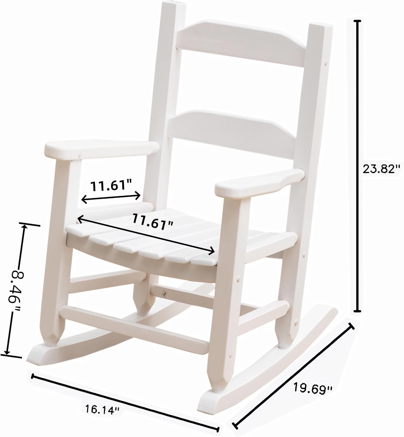 Toddler Rocking Chair Kids Child Wooden Small Baby Comfy Rocker Chairs Furniture for Nursery Bedroom Livingroom Outdoor Reading Room, Ages 3-6, Anti-Tip Design Safe & Sturdy White