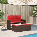 Garden Bench Brown and Red,Foldable Garden Bench with Reclining Function, Stylish Double Seating for Outdoor Comfort and Modern Aesthetic Patio Furniture